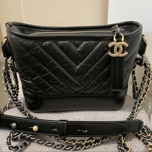 Chanel 20K Gabrielle Hobo Small Black Chevron